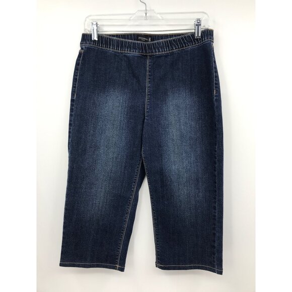 Susan Graver Pull-On Capri Denim Jeans Pant Size 8 - Picture 1 of 3